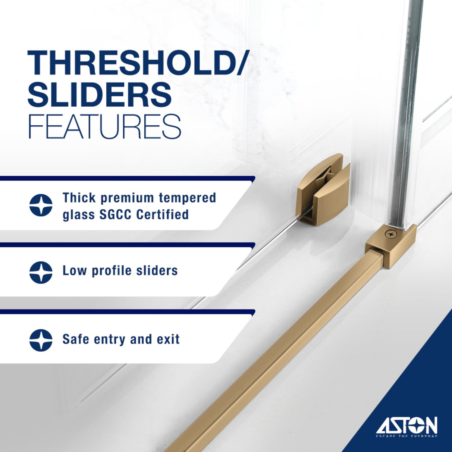 Rivage 56 in. to 60 in. W x 76 in. H Frameless Double-Bypass Sliding Shower Door with Clear Glass in Brushed Gold 2