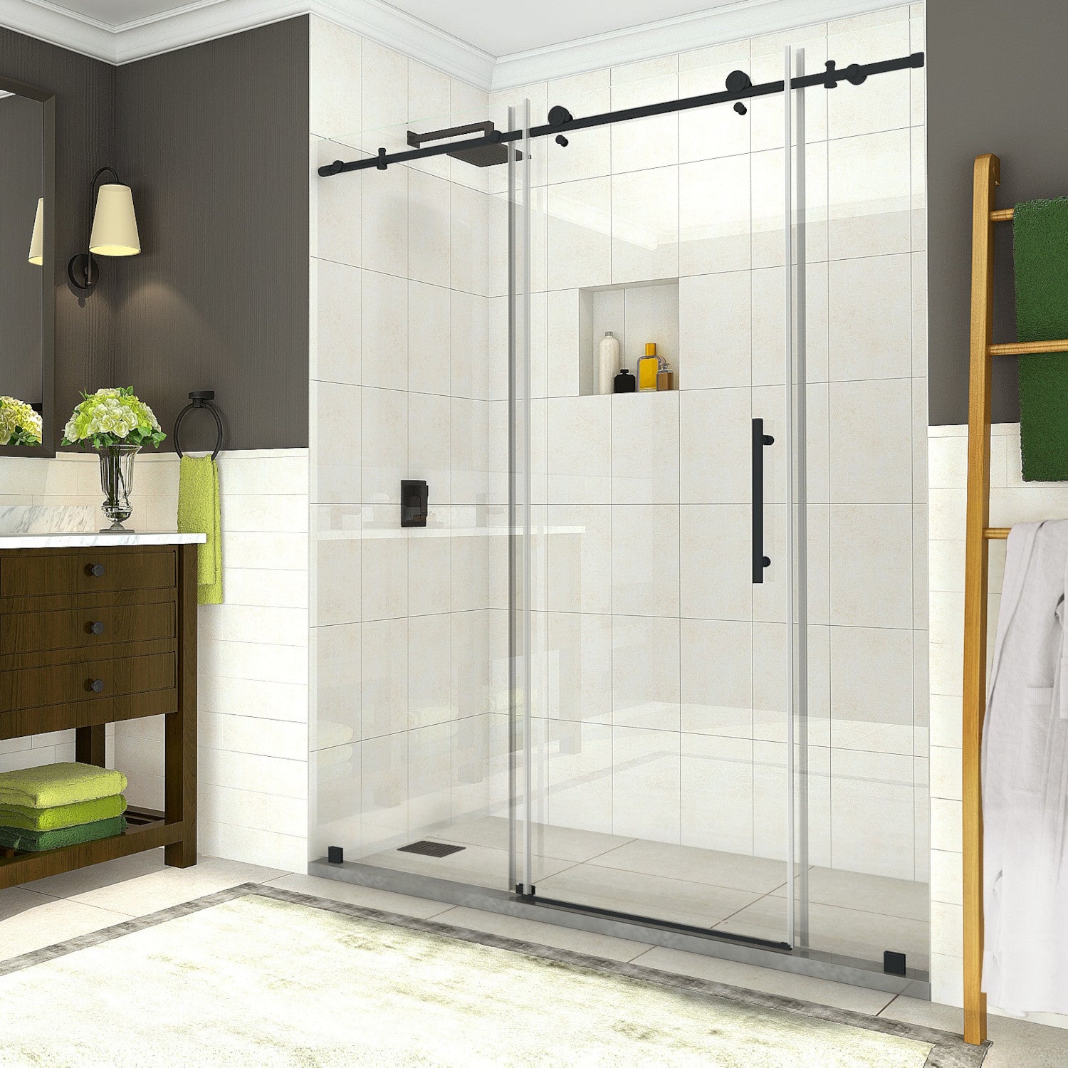 Coraline 68 in. to 72 in. W x 76 in. H Frameless Sliding Shower
