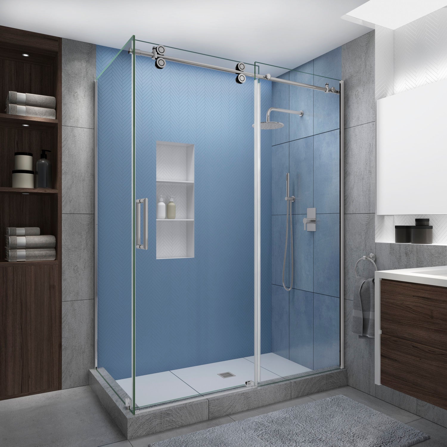 Langham XL 48 in. to 52 in. W x 32 in. D x 80 in. H Frameless