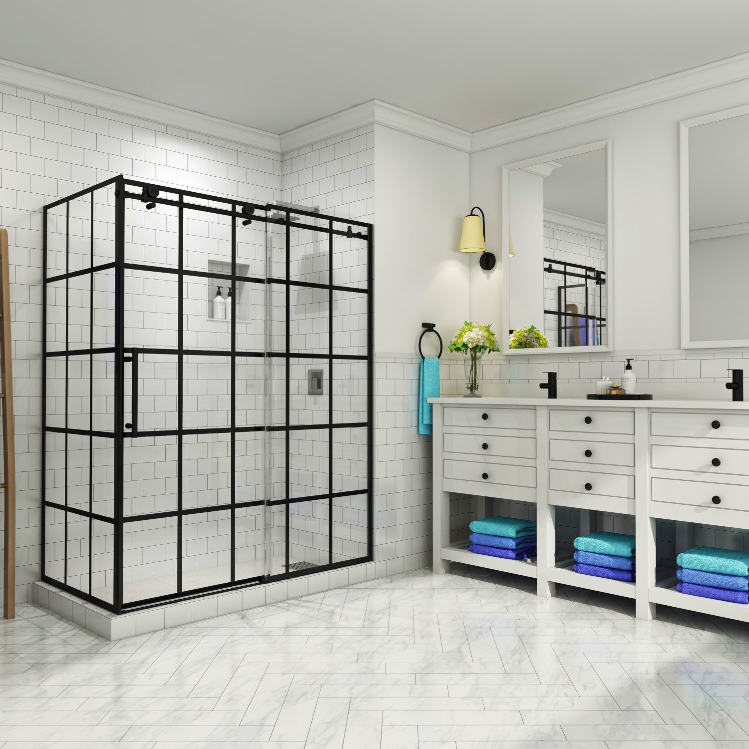 Kamaya 56 in. to 60 in. W x 33.875 in. D x 76 in. H Frameless