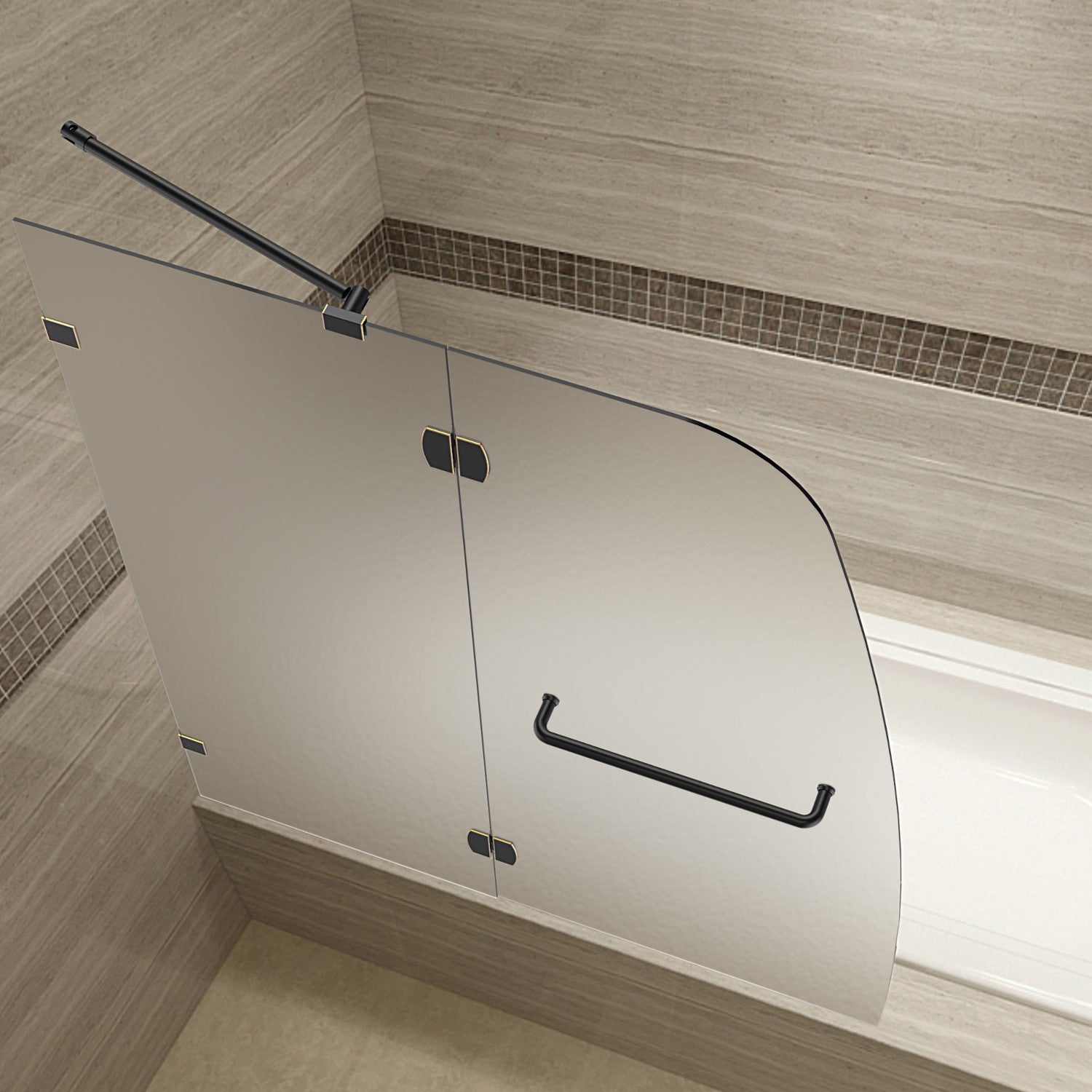 Soleil 48 in. W x 58 in. H Frameless Hinged Tub Door with Frosted Glass in Oil Rubbed Bronze 2