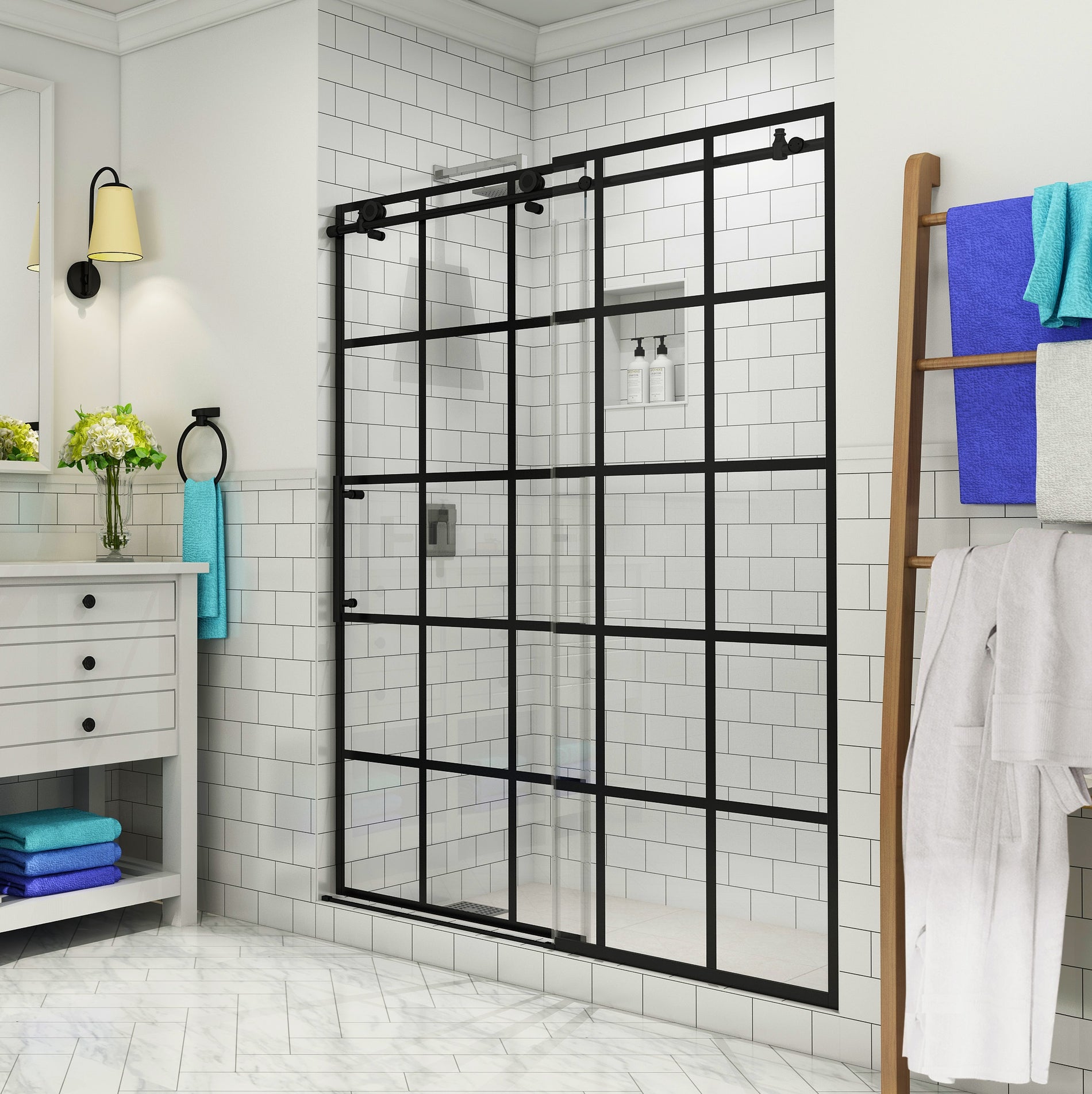 Black Shower Door in a Modern Bathroom