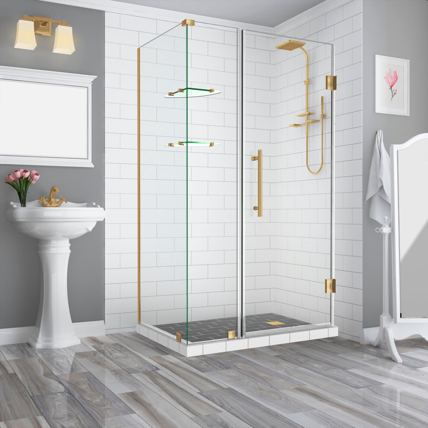 Frameless Glass Enclosure in a Spacious Bathroom