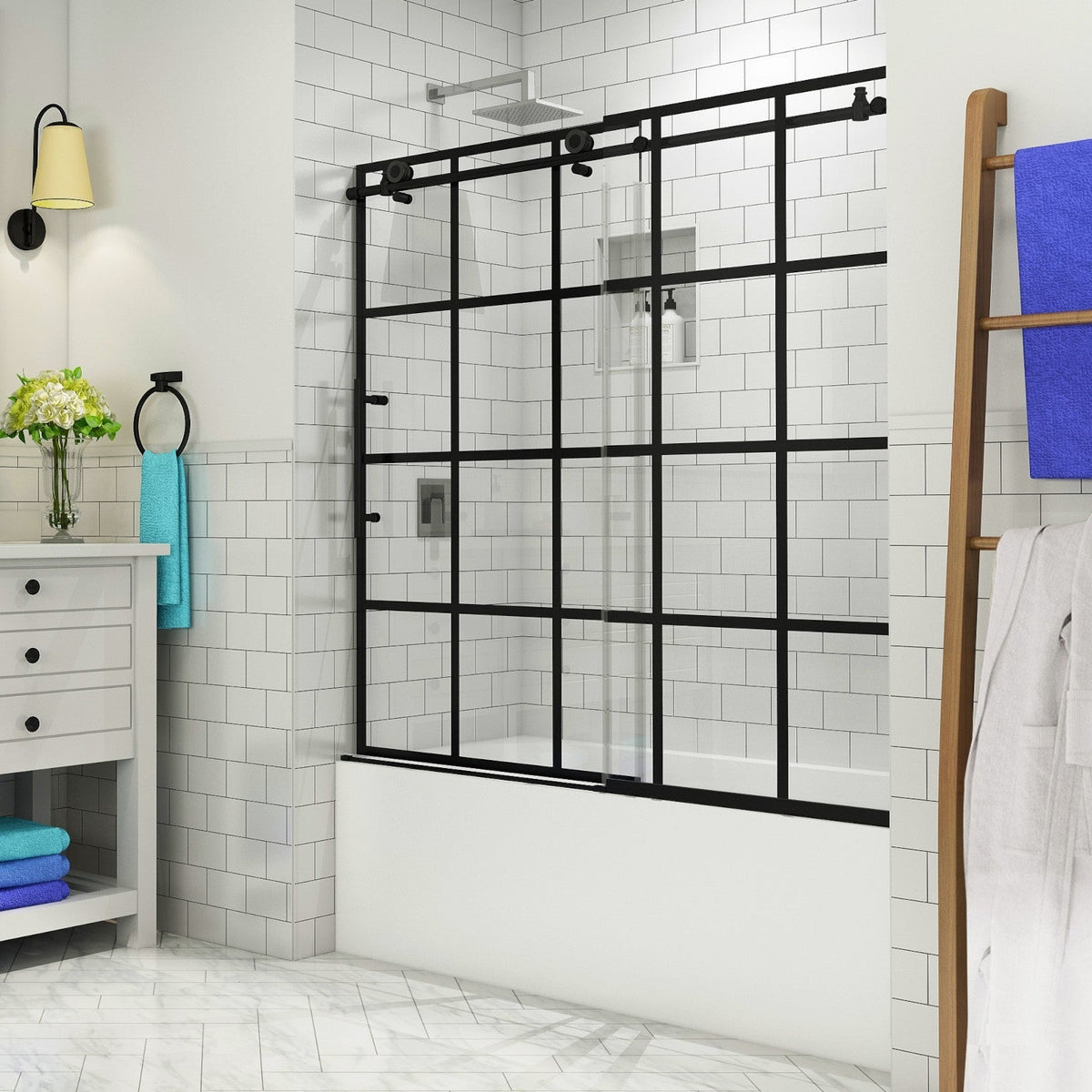 Sliding Tub Door with Black Finishes
