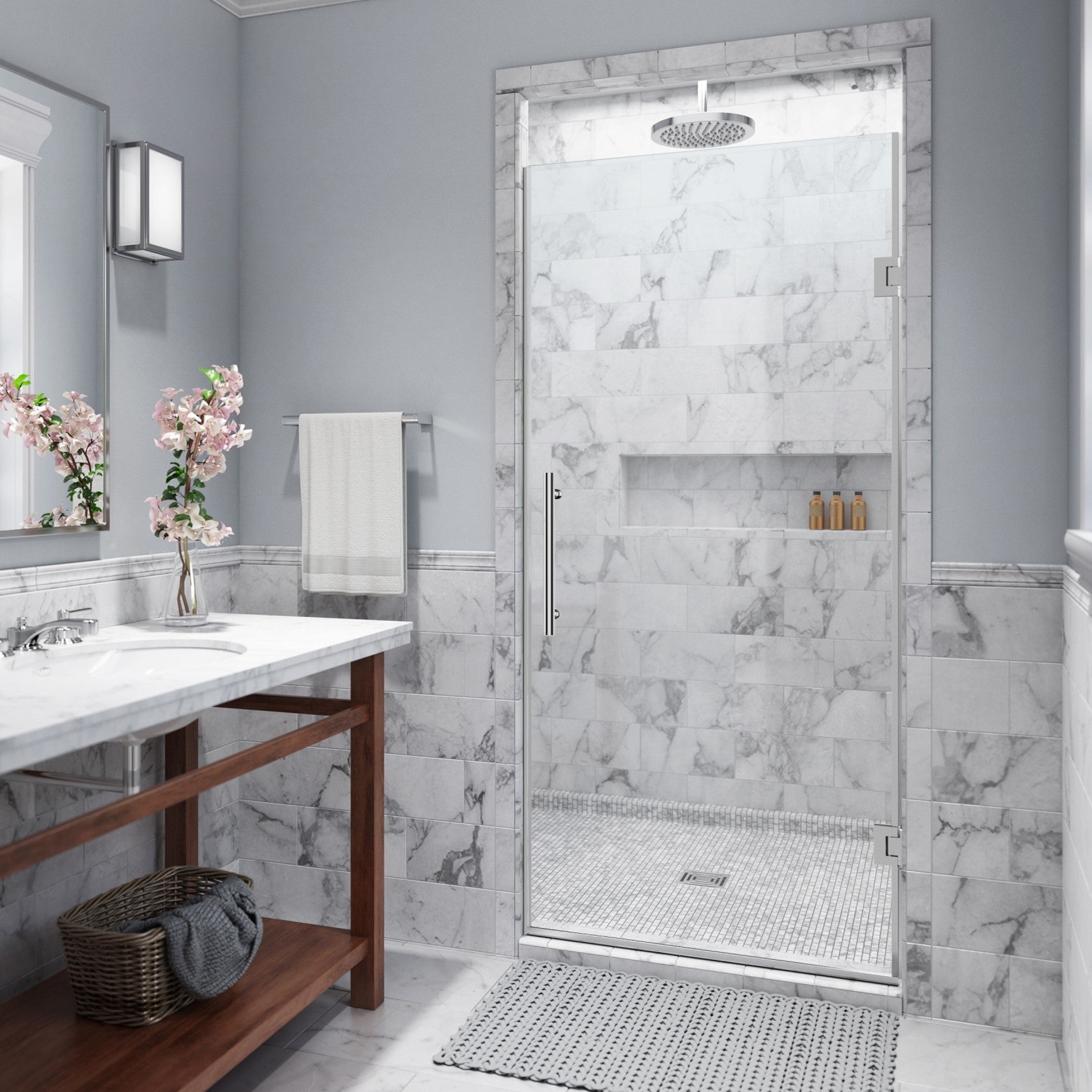 Shower with a Frameless Glass Door