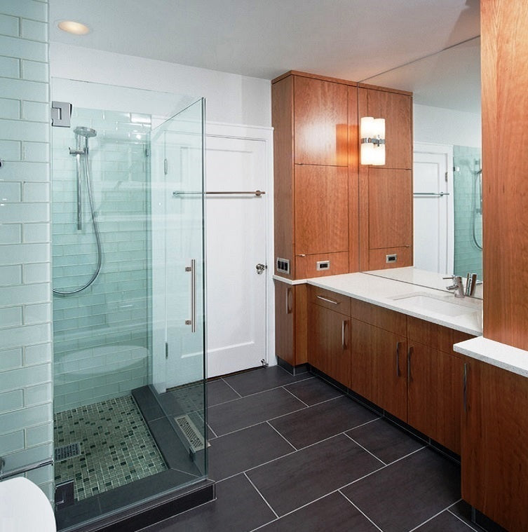 Finished Bathroom Remodel with a Glass Shower Enclosure