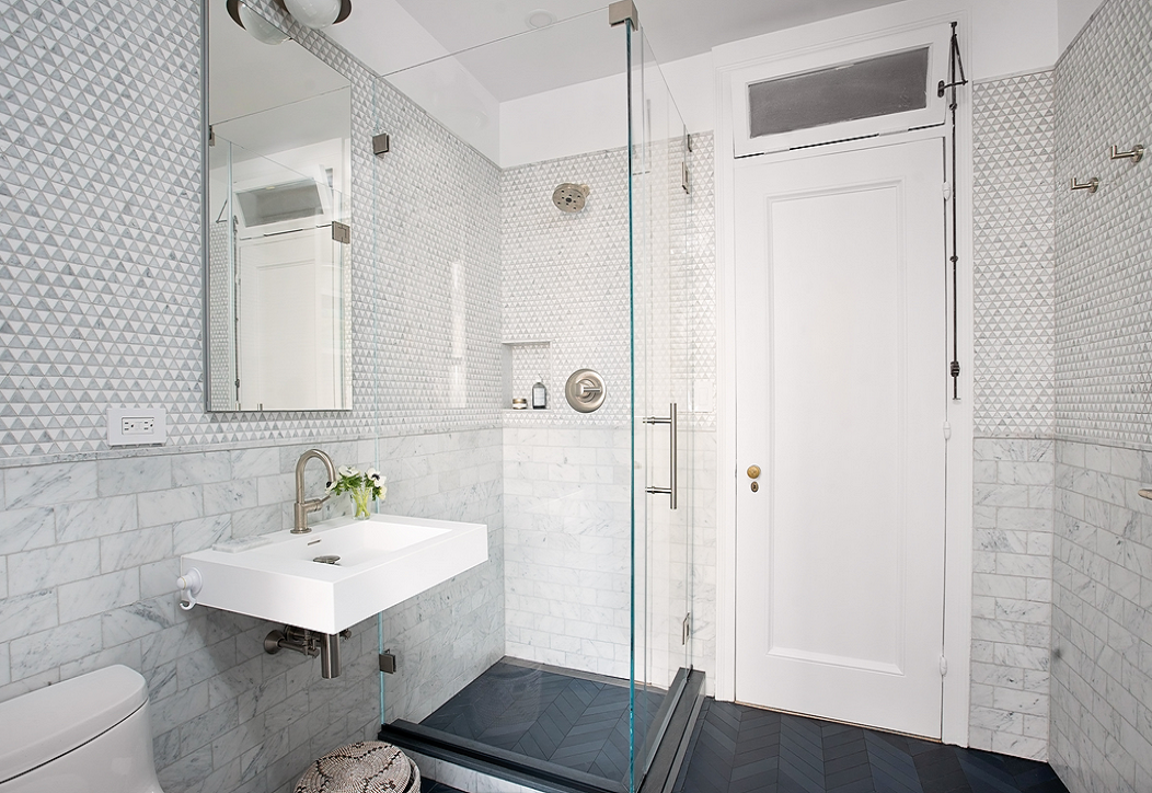 Shower Enclosure in a Small Bathroom Remodel