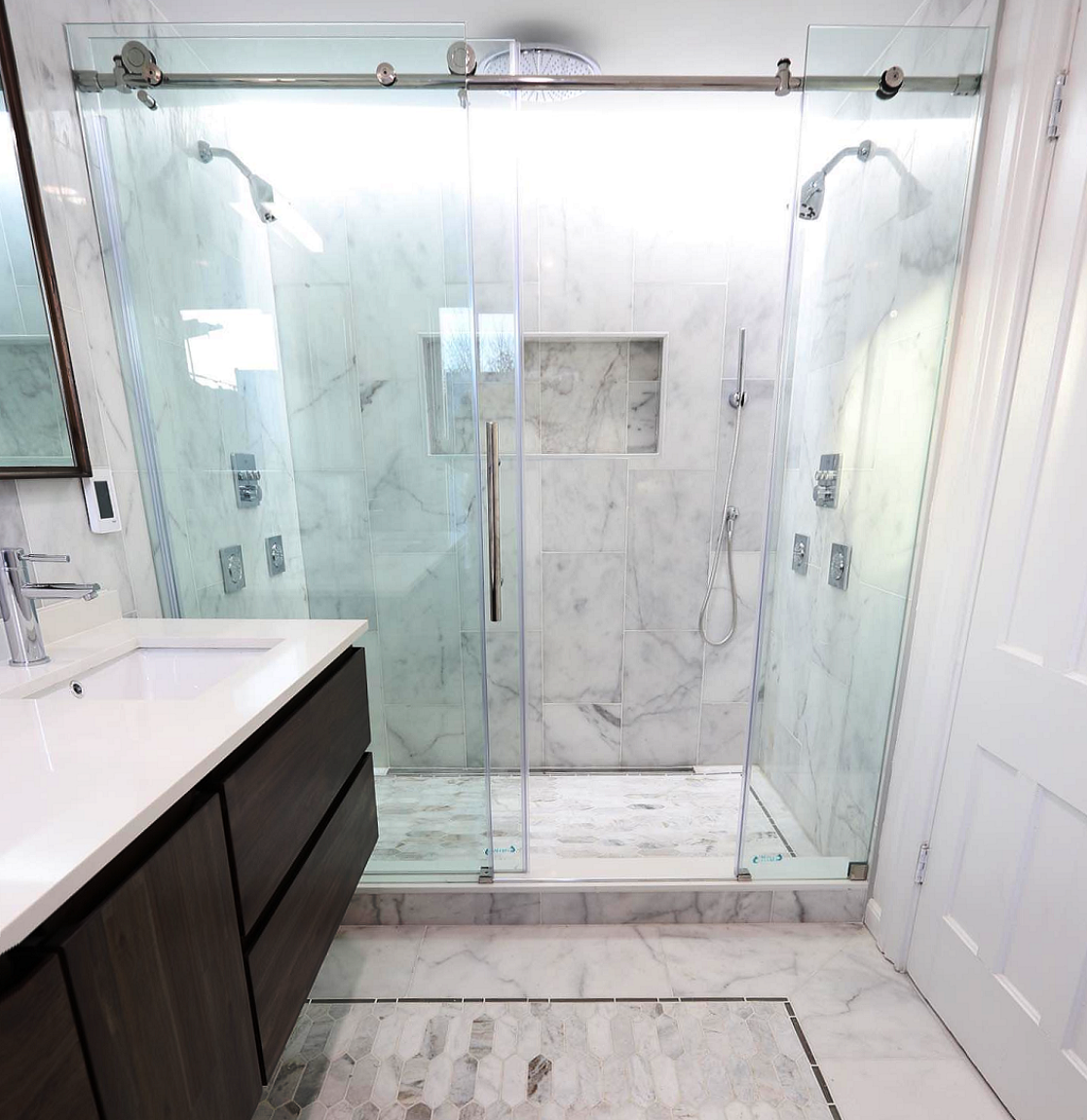 Glass Shower Door in a Luxury Bathroom