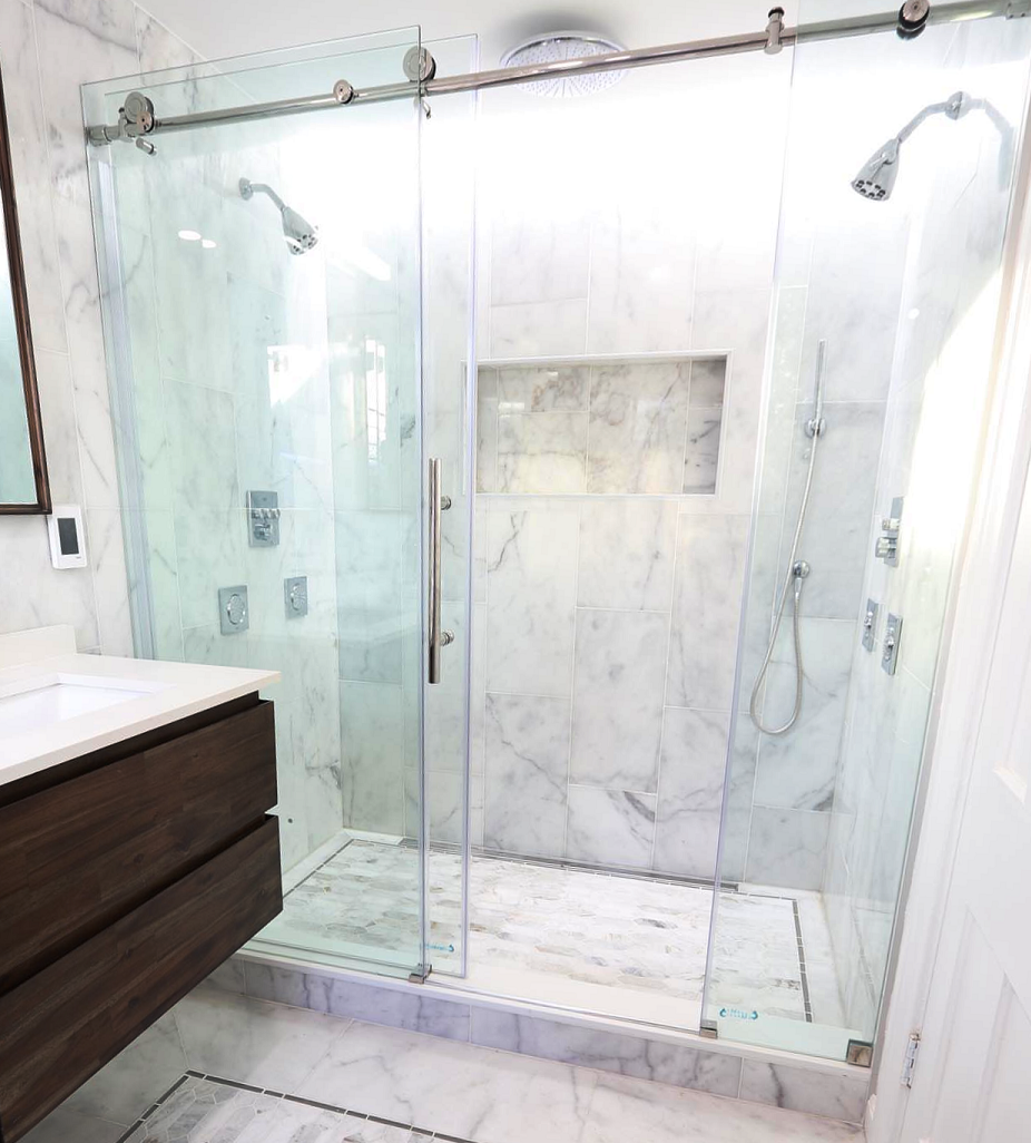 Luxurious Bathroom Remodel with a Sliding Shower Door