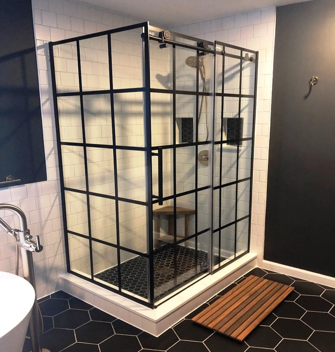 Glass Shower Enclosure with a Sliding Door