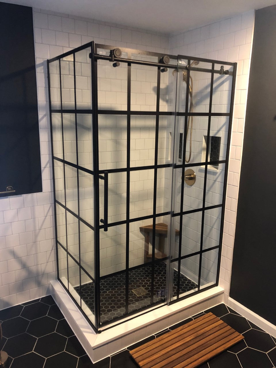 Luxury Shower with a Sliding Door Enclosure