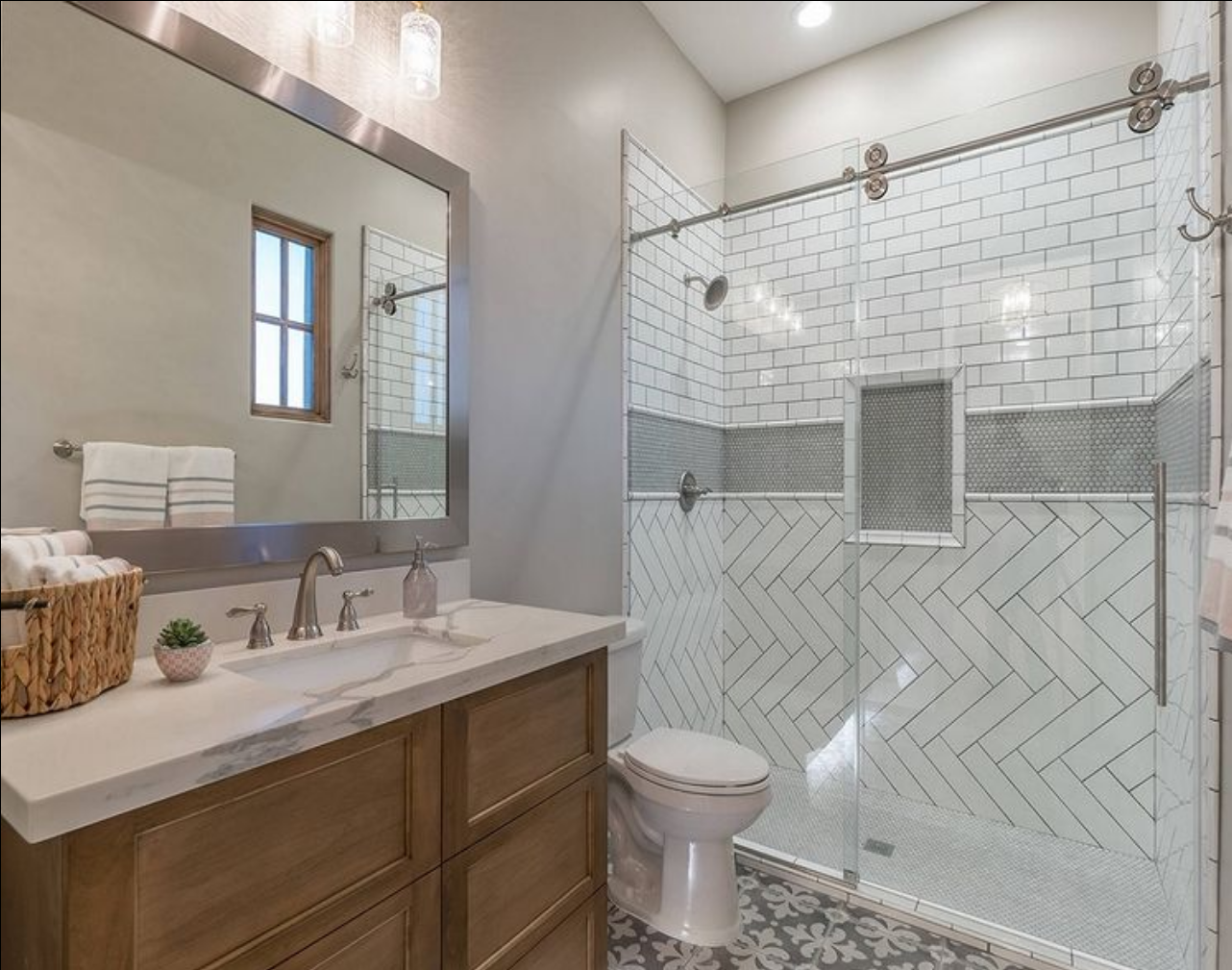 Bathroom with a Sliding Glass Shower Door