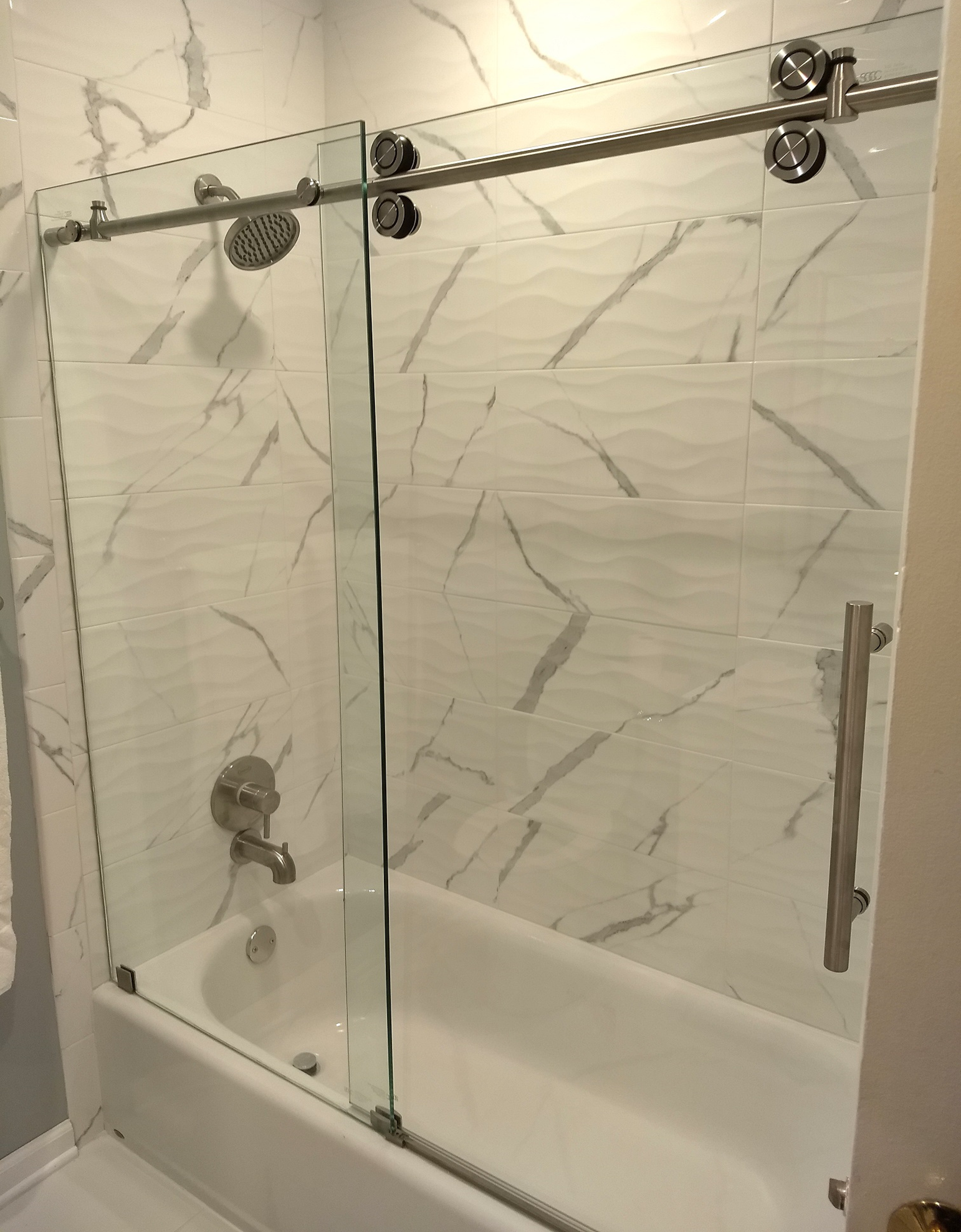 Shower with a Sliding Glass Door