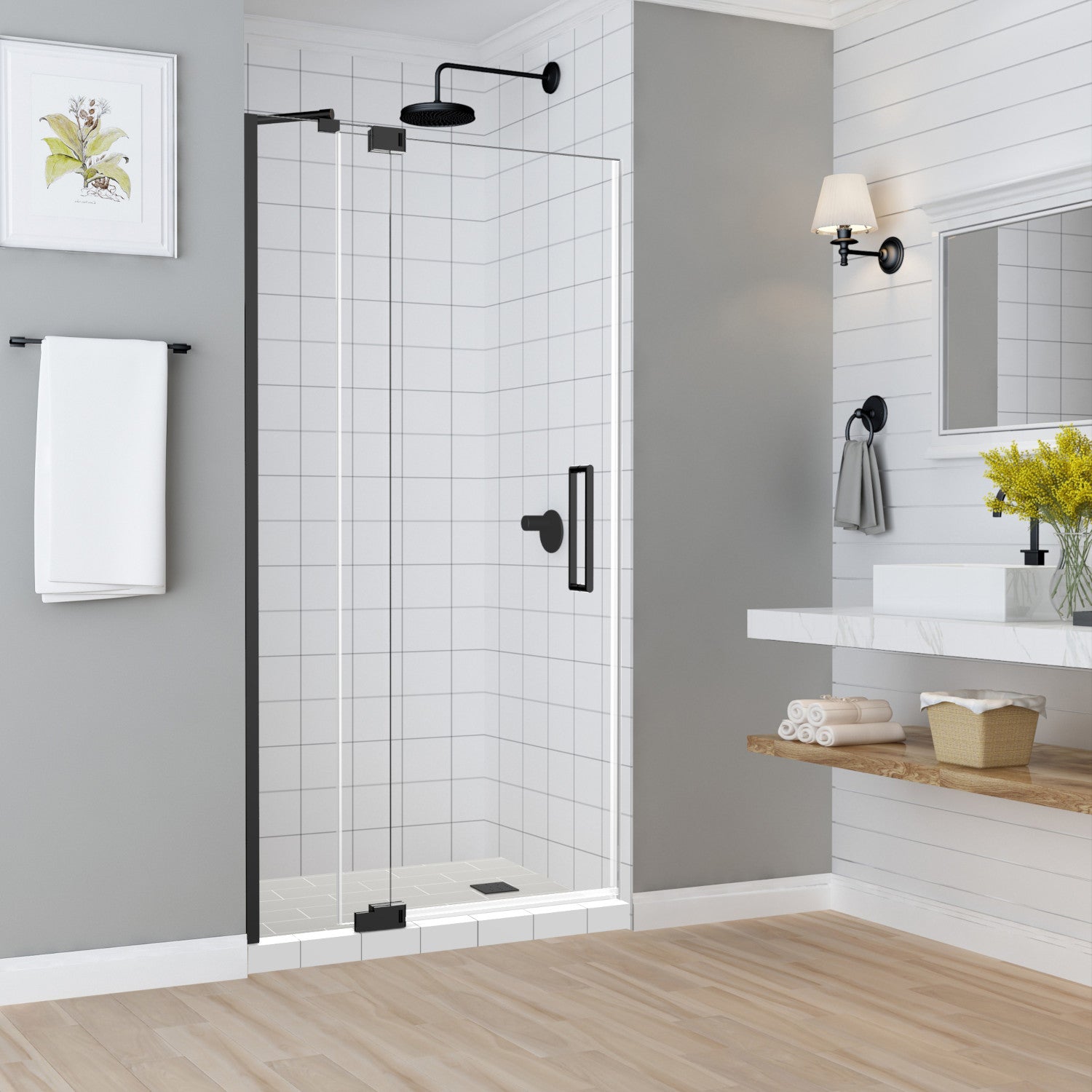 Madox 36 in. to 42 in. W x 74.875 in. H Frameless Pivot Shower Door with Clear Glass in Oil Rubbed Bronze 1