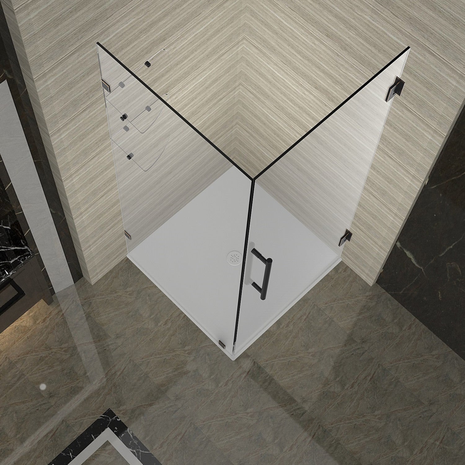 Aquadica GS 32 in. W x 32 in. D x 72 in. H Frameless Hinged Shower Enclosure with Clear Glass and Glass Shelves in Oil Rubbed Bronze 2